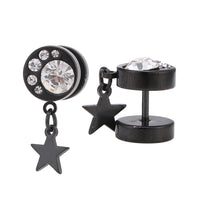 Cargar imagen en el visor de la galería, Fake Piercing Expander schwarz 6 Zirkonia Stein weiß Stern Anhänger
