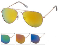 Load image into Gallery viewer, Sonnenbrille Pilotenbrille 400 UV Metall golden verspiegelt transparente Kappen
