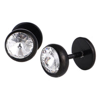 Load image into Gallery viewer, Schraubverschluss Fake Piercing Expander Edelstahl schwarz weißer Zirkonia Stein Ø 13 mm
