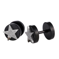 Load image into Gallery viewer, Fake Piercing Expander schwarz Glitzer Stern Schaubverschluss Edelstahl

