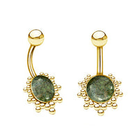 Load image into Gallery viewer, Bauchnabel Piercing Edelstah mit Steinen in Gold- oder Silber
