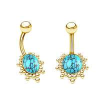 Load image into Gallery viewer, Bauchnabel Piercing Edelstah mit Steinen in Gold- oder Silber
