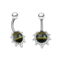 Load image into Gallery viewer, Bauchnabel Piercing Edelstah mit Steinen in Gold- oder Silber
