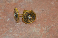 Load image into Gallery viewer, Messing Stein Kristall Ohrstecker gold Rose 11mm
