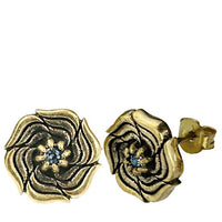 Load image into Gallery viewer, Messing Stein Kristall Ohrstecker gold Rose 11mm
