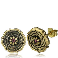 Load image into Gallery viewer, Messing Stein Kristall Ohrstecker gold Rose 11mm
