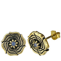 Load image into Gallery viewer, Messing Stein Kristall Ohrstecker gold Rose 11mm
