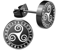 Cargar imagen en el visor de la galería, Edelstahl Ohrstecker schwarz 8-10mm Viking Celtic Nordic
