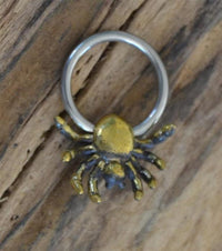 Load image into Gallery viewer, Piercing Klemmkugel Ring Brass Edelstahl Spinne
