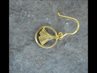 Load image into Gallery viewer, Silber 925 Ginkgo in Kreis vergoldet Ohrringe Anhänger
