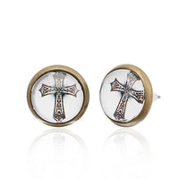 Cargar imagen en el visor de la galería, Brass Ohrstecker Stern Sterne bunt Unisex Ohrringe Edelstahl nickelfrei Kommunismus 12 mm
