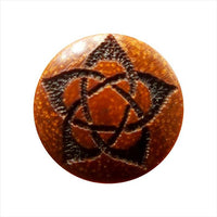 Load image into Gallery viewer, Fake Plug Blutholz Symbol Piercing Edelstahl Holz rot braun Om Blume des Lebens
