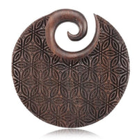 Load image into Gallery viewer, Narra-Holz Ohr Gewicht Blume des Lebens 8mm Ear Weights
