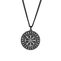 Load image into Gallery viewer, Halskette Edelstahl Valknut Vegvisir Runenrand Karabiner
