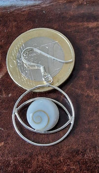 Cargar imagen en el visor de la galería, Shivaauge Silberohrringe Kreis Ohrringe Ohrhänger 925er Sterling Silber Shiva Auge Eye Damen Schmuck
