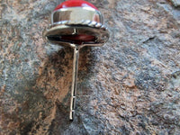 Load image into Gallery viewer, Ohrstecker Zopf Rand Jaspis rot rund 8 mm 925er Sterling Silber Stein Silberohrstecker
