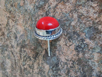 Load image into Gallery viewer, Ohrstecker Zopf Rand Jaspis rot rund 8 mm 925er Sterling Silber Stein Silberohrstecker
