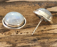 Cargar imagen en el visor de la galería, Ohrstecker Mondstein oval 925 Sterling Silber 15mm
