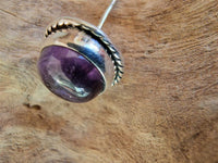 Load image into Gallery viewer, Ohrstecker Zopf Rand Amethyst lila rund 8 mm 925er Sterling Silber Stein Silberohrstecker
