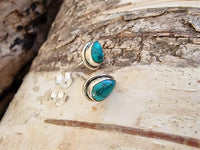 Load image into Gallery viewer, Ohrstecker Türkis Tropfen 8 mm 925er Sterling Silber Rand Stein Silberohrstecker
