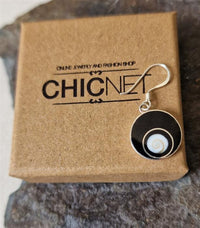 Load image into Gallery viewer, Shivaauge Kreise Resin schwarz Ohrringe 14 mm 925er Sterling Silber Shiva Auge Shivaeye
