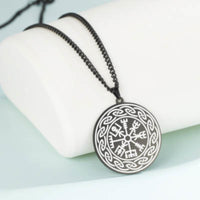 Load image into Gallery viewer, Halskette Edelstahl Vegvisir Celtic Rand Karabiner
