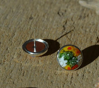 Load image into Gallery viewer, 925 Silber Ohrstecker Muranoglas rund bunt Blümchen - chic - net.de
