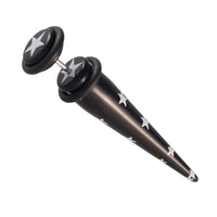 Load image into Gallery viewer, Acryl Fake Piercing Expander schwarz mit weißen Sternen Dehnungsstab Straight Dehnstab - chic - net.de
