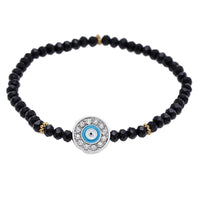 Load image into Gallery viewer, Armband Brass golden Auge der Fatima schwarz blau Zirkonia Ringe verstellbar - chic - net.de
