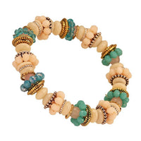 Load image into Gallery viewer, Armband Brass golden silbern Perlen Ringe Glas rose blau creme verstellbar - chic - net.de
