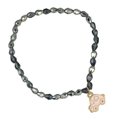 Armband grau blaue Steine facettiert Charm Brass Auto rosa - chic - net.de