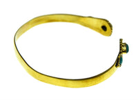 Cargar imagen en el visor de la galería, Messing Armreif golden Türkis Steine Tropfen Kreis offen
