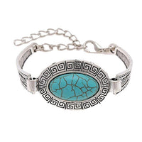 Load image into Gallery viewer, silbern Brass Armband Türkis Perle Spiralen eckig oval 14-21 cm verstellbar
