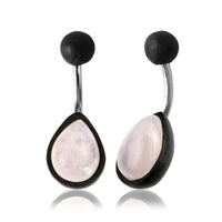 Cargar imagen en el visor de la galería, Bauchnabel Piercing Edelstahl Holz Stein Tropfen Träne - chic - net.de
