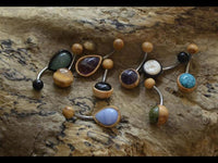 Load image into Gallery viewer, Bauchnabel Piercing Edelstahl Horn Bone Mond Gesicht - chic - net.de
