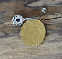 Load image into Gallery viewer, Bauchnabel Piercing Edelstahl Zirkonia Silber oval Blume - chic - net.de
