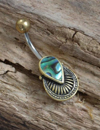 Load image into Gallery viewer, Bauchnabel Piercing Messing Edelstahl Träne Fächer Shell - chic - net.de
