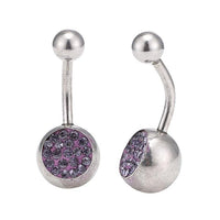 Load image into Gallery viewer, Bauchnabelpiercing Bananapiercing Edelstahl lila Zirkonia Steine 2 Kugeln - chic - net.de
