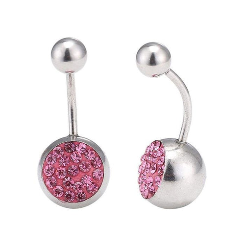Bauchnabelpiercing Bananapiercing Edelstahl Zirkonia pink Steine 2 Kugeln - chic - net.de