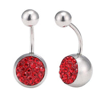 Cargar imagen en el visor de la galería, Bauchnabelpiercing Bananapiercing Edelstahl Zirkonia rot Steine rot 2 Kugeln - chic - net.de
