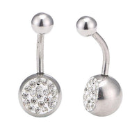 Cargar imagen en el visor de la galería, Bauchnabelpiercing Bananapiercing Edelstahl Zirkonia weiß Steine 2 Kugeln - chic - net.de
