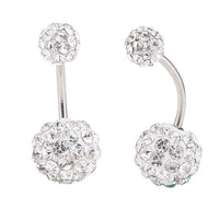 Cargar imagen en el visor de la galería, Bauchnabelpiercing Bananapiercing weiß Zirkonia Steine 2 Kugeln Edelstahl - chic - net.de
