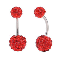 Load image into Gallery viewer, Bauchnabelpiercing Bananapiercing Zirkonia Steine rot 2 Kugeln Edelstahl - chic - net.de
