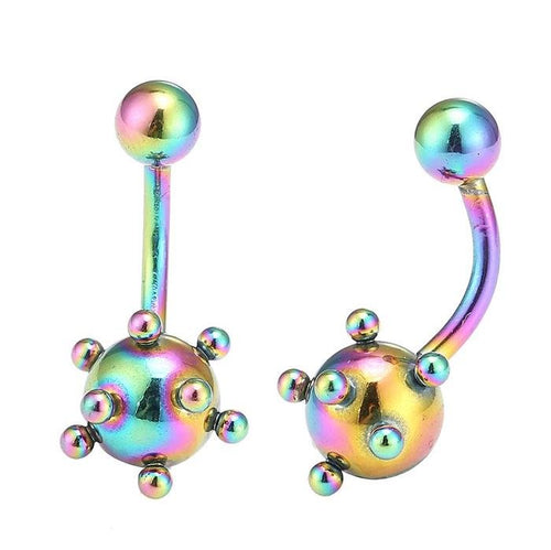 Bauchnabelpiercing Bananenpiercing Edelstahl regenbogen kleine und große kugeln - chic - net.de
