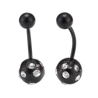 Load image into Gallery viewer, Bauchnabelpiercing Bananenpiercing Edelstahl schwarz weiße Zirkonia Steine - chic - net.de
