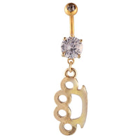 Load image into Gallery viewer, Bauchnabelpiercing Banenpiercing golden Schlagring weißer Zirkonia Stein quadratisch Edelstahl - chic - net.de
