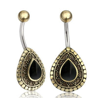 Load image into Gallery viewer, Bauchnabelpiercing Edelstahl Brass Sonnen Träne Inlay - chic - net.de
