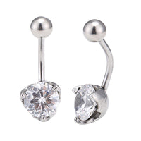 Cargar imagen en el visor de la galería, Bauchnabelpiercing Edelstahl silber Farben weißer runder Zirkonia Stein - chic - net.de
