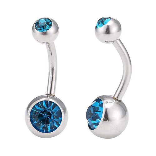 Bauchnabelpiercing Edelstahl silberfarben Stein blau in beiden Kugeln - chic - net.de