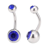 Load image into Gallery viewer, Bauchnabelpiercing Edelstahl silberfarben Stein dunkelblau in beiden Kugeln - chic - net.de
